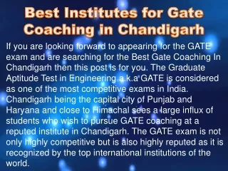 Best Gate Coaching In Chandigarh