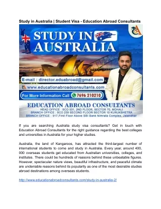 Study in Australia  Student Visa - Education Abroad Consultants
