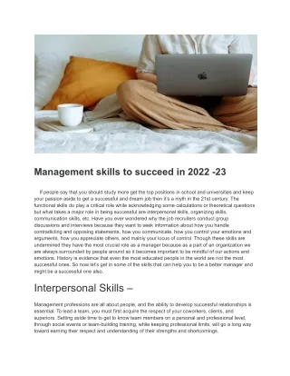 Management skills to succeed in 2022 -23