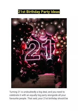 21st Birthday Party Ideas