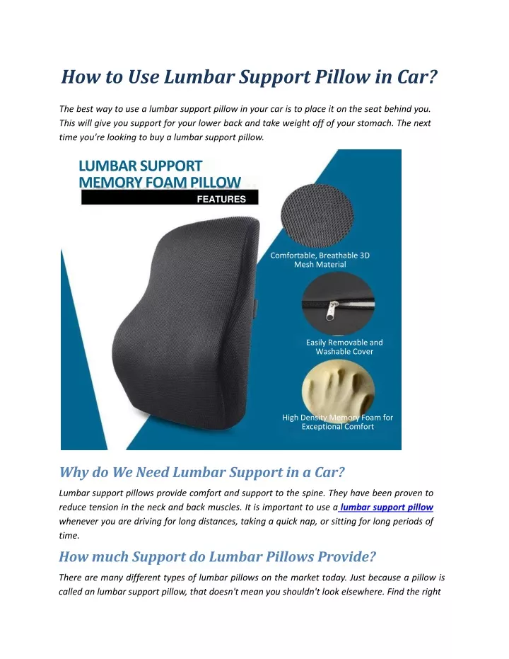 how to use lumbar support pillow in car