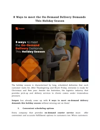 8 ways to meet the On-Demand Delivery Demands This Holiday Season