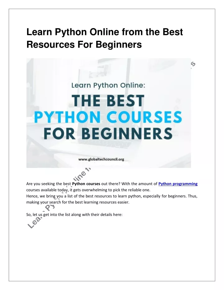 learn python online from the best resources