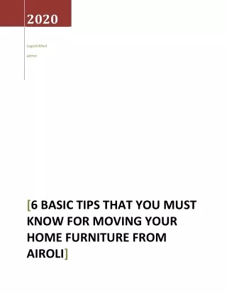 6 Basic Tips that You Must Know for Moving your Home Furniture From Airoli Mumbai