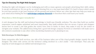 Tips On Choosing The Right Web Designer