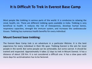 It Is Difficult To Trek in Everest Base Camp