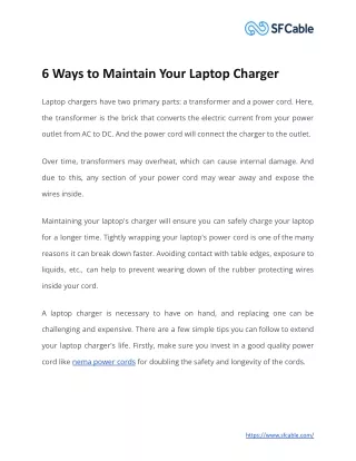 6 ways to maintain your laptop charger