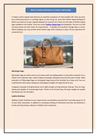 most trending collections of leather laptop bags