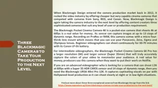 Three Blackmagic Cameras to Take Your Production to the Next Level