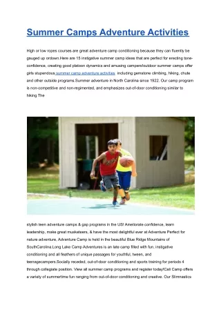 summer camps adventure activities