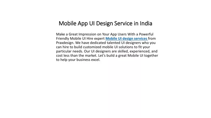 mobile app ui design service in india