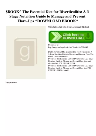 $BOOK^ The Essential Diet for Diverticulitis A 3-Stage Nutrition Guide to Manage and Prevent Flare-Ups ^DOWNLOAD EBOOK^