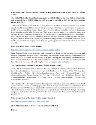know how smart textiles market trending