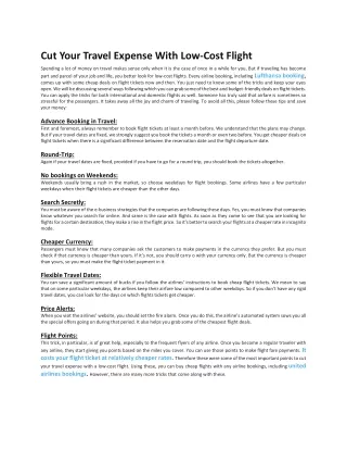 cut your travel expense with low cost flight