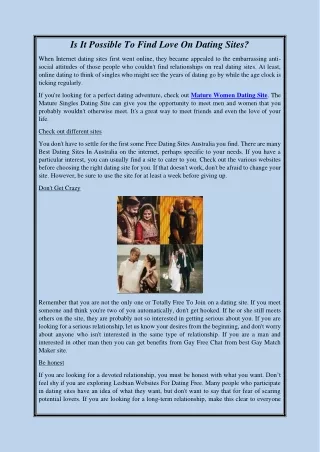 Is It Possible To Find Love On Dating Sites