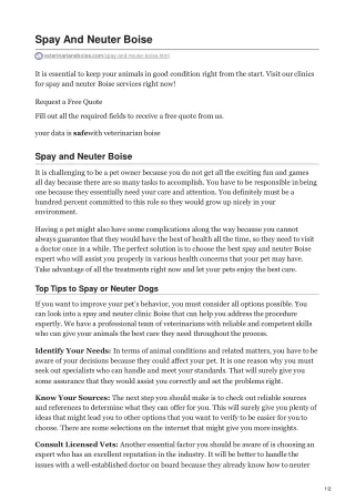 spay and neuter boise
