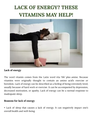 Lack of Energy? These Vitamins May Help!