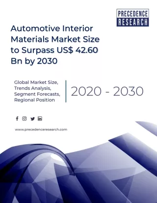 Automotive Interior Materials Market Size, Share, News, Trend, Demand, Opportunity by the end of 2030