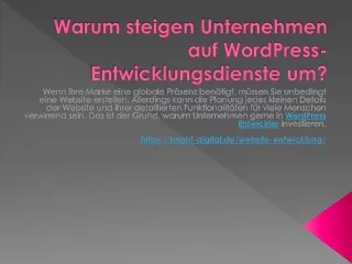 warum steigen unternehmen auf wordpress entwicklungsdienste um