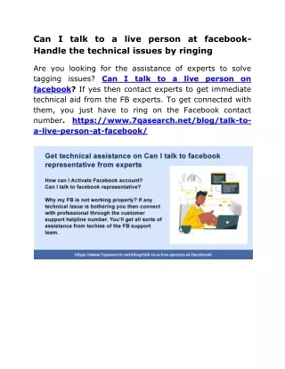 can i talk to a live person at facebook handle