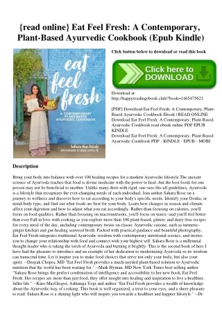 {read online} Eat Feel Fresh A Contemporary  Plant-Based Ayurvedic Cookbook (Epub Kindle)