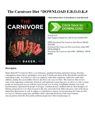 EBOOK The  Carnivore Diet ^DOWNLOAD E.B.O.O.K.#