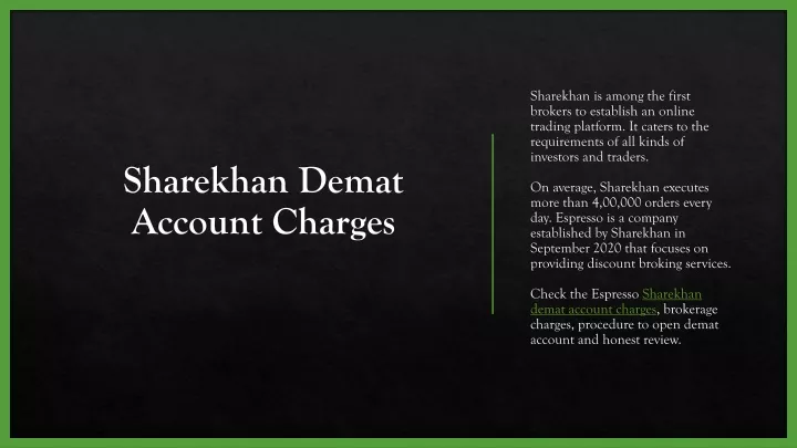 sharekhan demat account charges