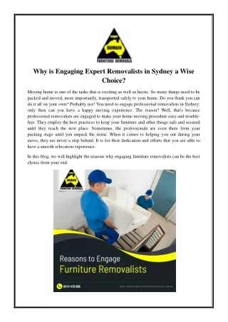 why is engaging expert removalists in sydney