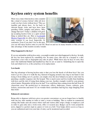 Keyless entry system benefits