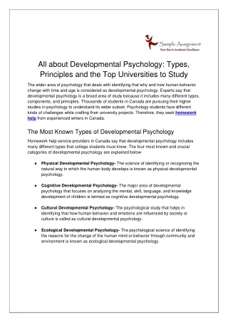 all about developmental psychology types