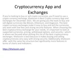 cryptocurrency app and exchanges