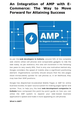 An Integration of AMP with E-Commerce The Way to Move Forward for Attaining Success