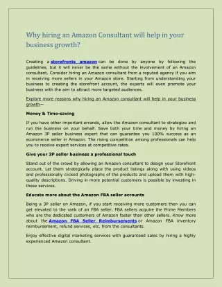 why hiring an amazon consultant will help in your