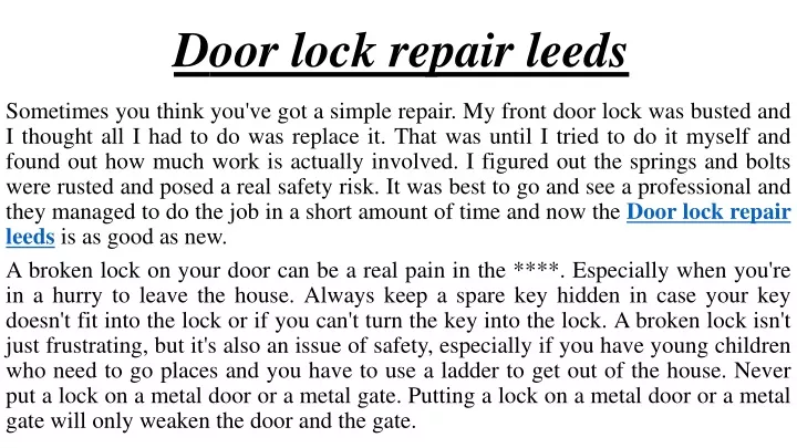 d oor lock repair leeds