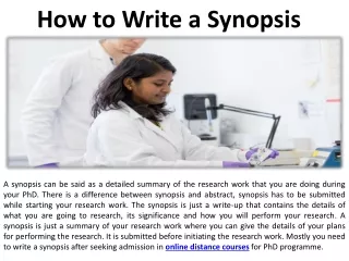 how to write a synopsis for your phd research