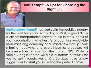 bart kempff 5 tips for choosing the right 3pl