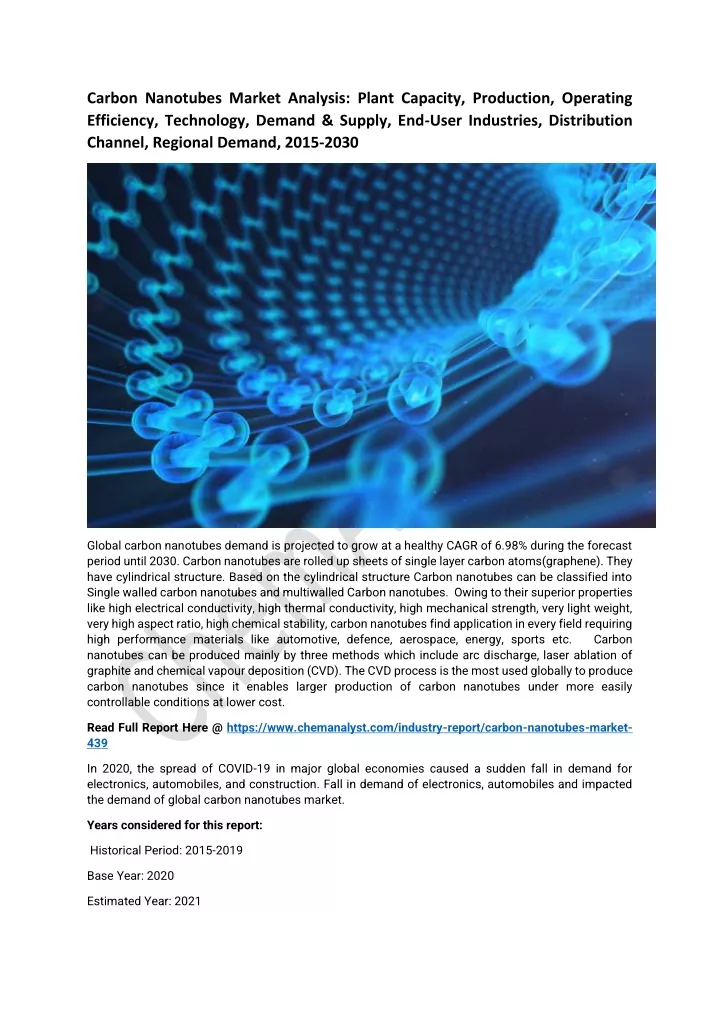 carbon nanotubes market analysis plant capacity