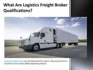 Logistics Freight Broker