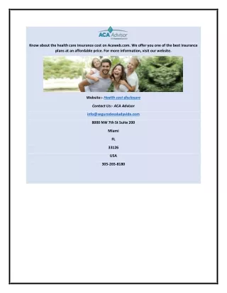 know about the health care insurance cost