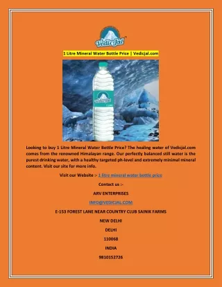 1 Litre Mineral Water Bottle Price  Vedicjal.com