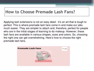 How to Choose Premade Lash Fans?