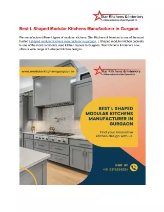 Best L Shaped Modular Kitchens Manufacturer in Gurgaon