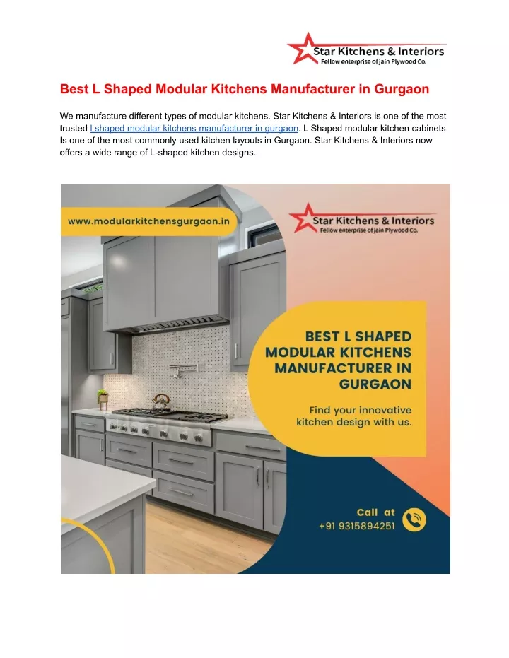 best l shaped modular kitchens manufacturer