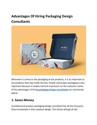advantages of hiring packaging design consultants