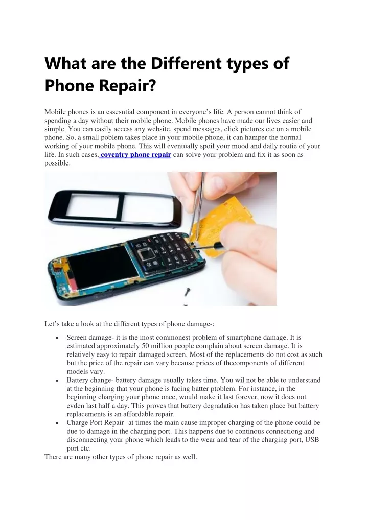 what are the different types of phone repair