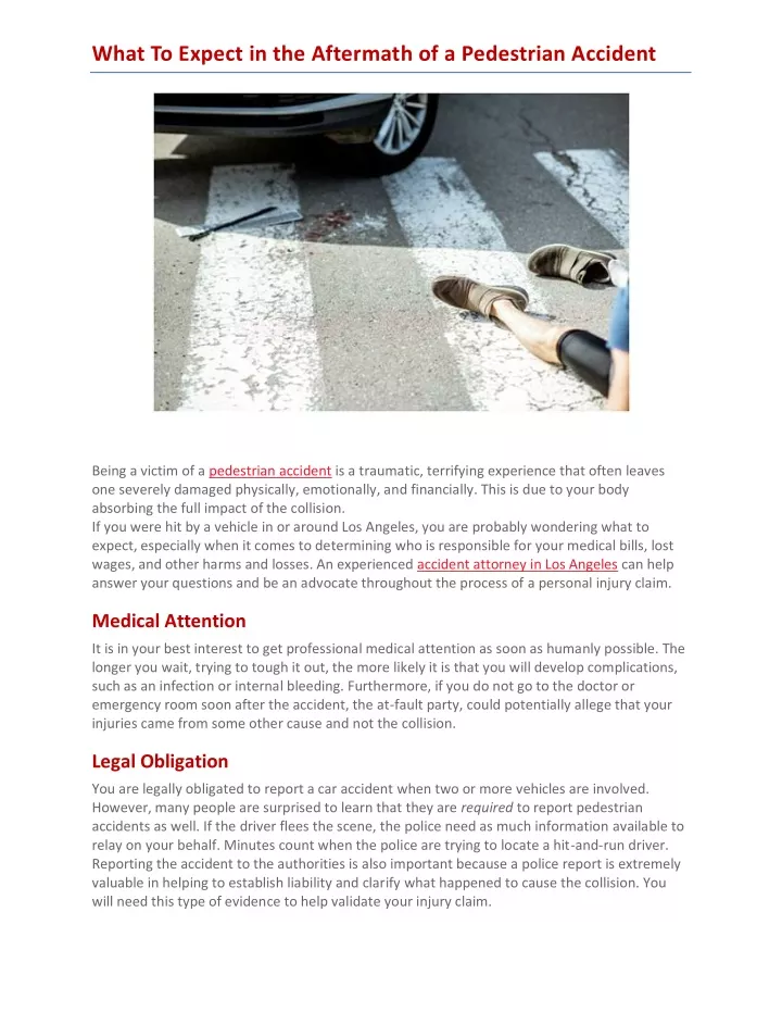 what to expect in the aftermath of a pedestrian