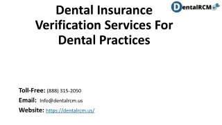 Dental Insurance Verification Services For Dental Practices