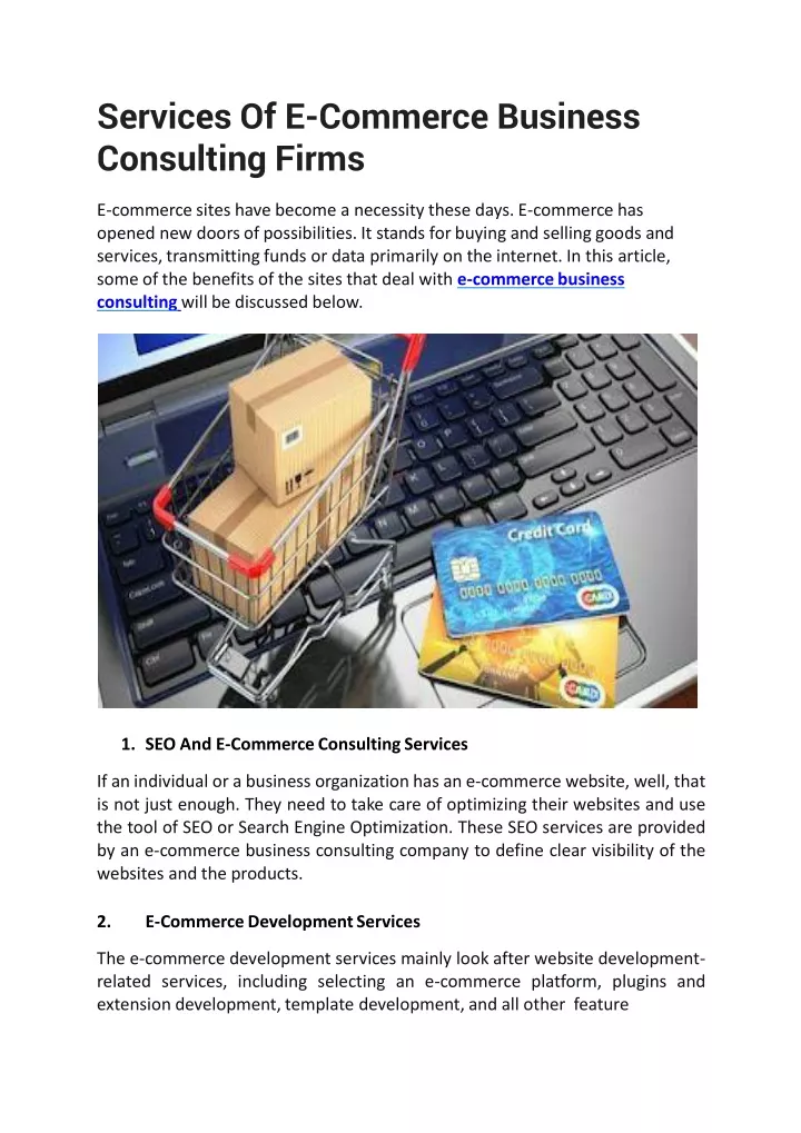services of e commerce business consulting firms