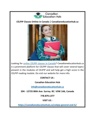 CELPIP Classes Online in Canada | Canadianeducationhub.ca