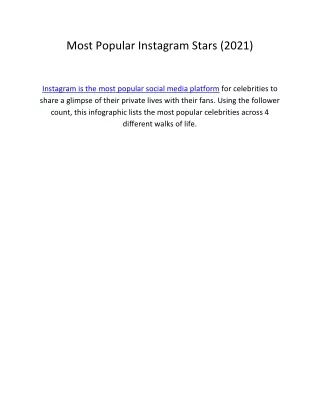 Most Popular Instagram Stars (2021)
